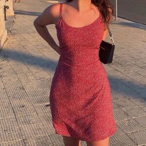 Red Brandy Melville Italy Girly Coquette Mini Floral Dress